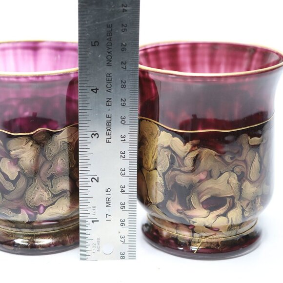 Vintage Signature Glass Handmade Vases Nova Scotia Artist Decor Burgund Gold NEW - Picture 10 of 11